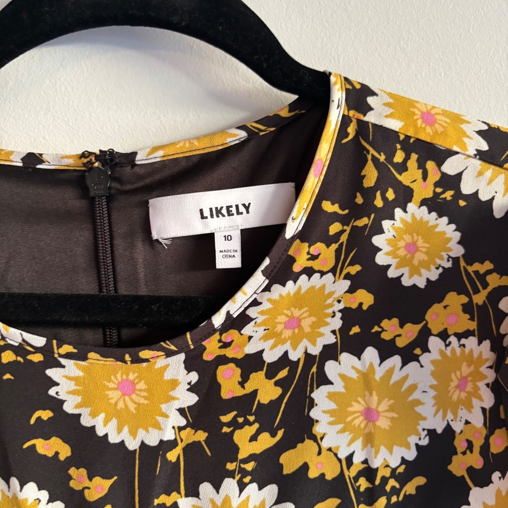 Likely Women's Black Daisy‎ Print Tiered Ruffle Short Sleeve Dress Size 10 - Picture 4 of 4